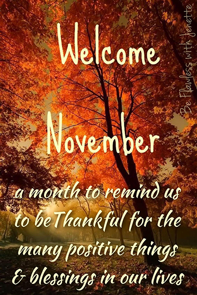 WELCOME NOVEMBER