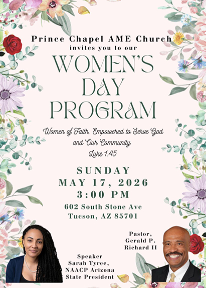 Prince Chapel AME Church: Women’s Day Program • Sunday, May 17th, 2026 @ 3pm